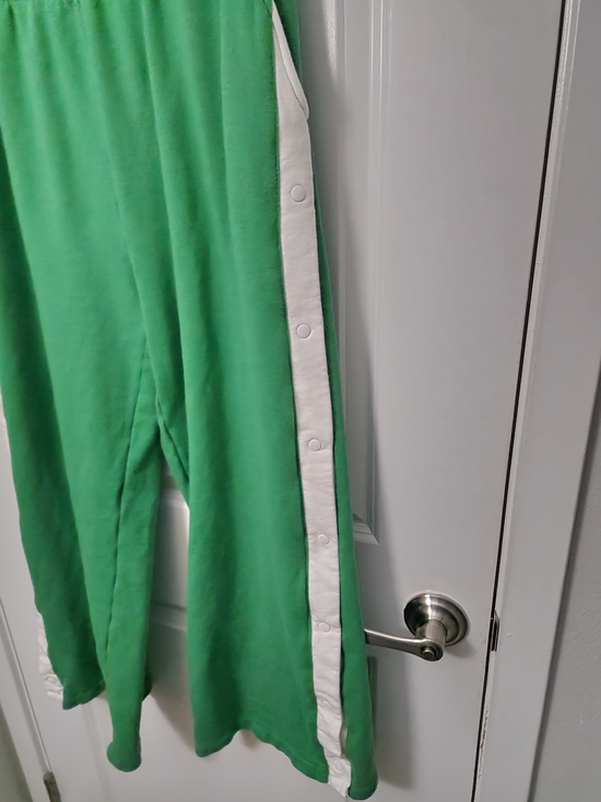 3/$20 Forever 21 Green Wide-Leg Track Pants with White Side Stripes - Picture 3 of 5